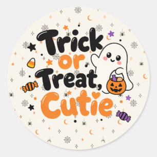 Adesivo Redondo Trick or Treat Cutie Fantasma Halloween