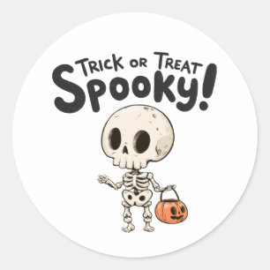 Adesivo Redondo Trick or Treat! - Esqueleto 2