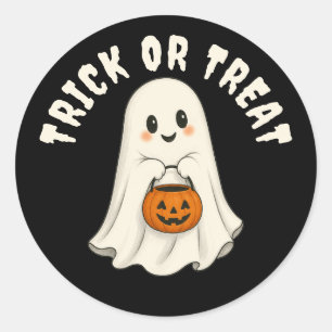 Adesivo Redondo Trick or Treat Fantasma Halloween