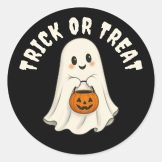 Adesivo Redondo Trick or Treat Fantasma Halloween
