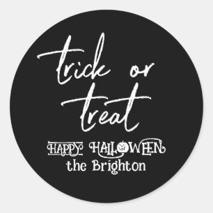 Adesivo Redondo Trick or treat fofo divertido personalizado Hallow