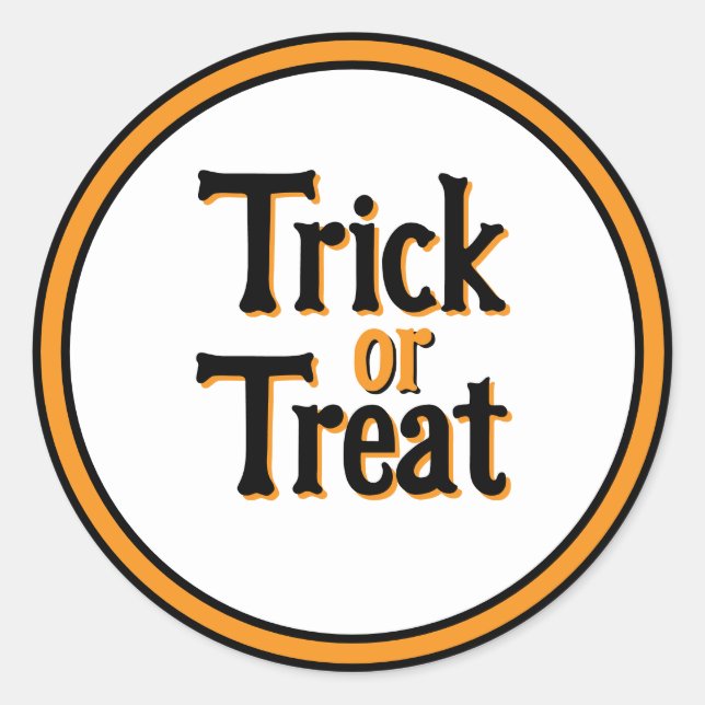 Adesivo Redondo Trick or Treat Halloween (Frente)