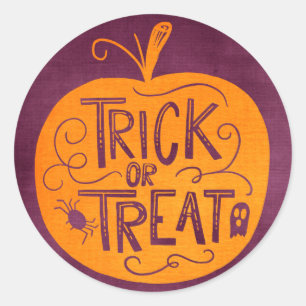Adesivo Redondo Trick or Treat Halloween Abóbora