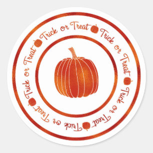 Adesivo Redondo Trick or Treat & Pumpkin Laranja Glam Halloween