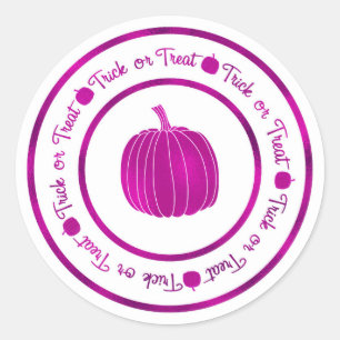 Adesivo Redondo Trick or Treat & Pumpkin Purple Glam Halloween