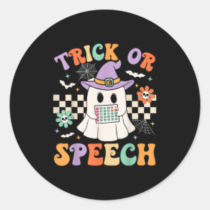 Adesivo Redondo Trick Ou Speech Halloween Bp Retro Speech Therapy