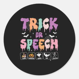 Adesivo Redondo Trick Ou Speech Retro Slp Halloween Terapia De Fal