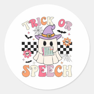 Adesivo Redondo Trick Ou Speech Retro Slp Halloween Terapia De Fal