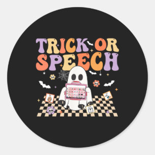 Adesivo Redondo Trick Ou Speech Retro Slp Halloween Terapia De Fal