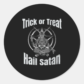 Adesivo Redondo Trick ou Tratar Granizo Satanás Pentagram