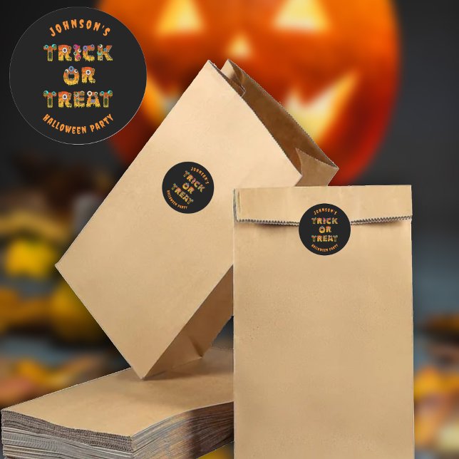 Adesivo Redondo Trick ou Tratar Halloween Personalizado (Criador carregado)