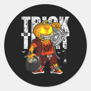 Adesivo Redondo Trick ou Tratar Homens Gráficos do Halloween do Hi