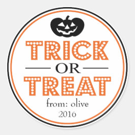 Adesivo Redondo Trick Ou Tratar Jack O Lanterna (Preto / Laranja)