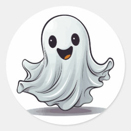 Adesivo Redondo Trick ou Trate Ghost Feliz de Halloween Feliz