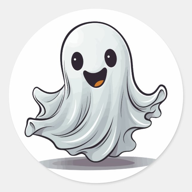 Adesivo Redondo Trick ou Trate Ghost Feliz de Halloween Feliz (Frente)