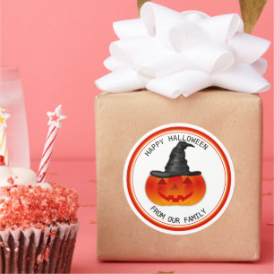 Adesivo Redondo Trick ou Treat Halloween Spooky Creepy Pumpkin