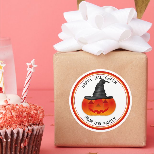 Adesivo Redondo Trick ou Treat Halloween Spooky Creepy Pumpkin (Festa)