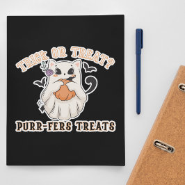 Adesivo Redondo Trick ou Treat? Purr-fers Treats! Gato Fantasma En