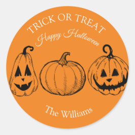 Adesivo Redondo Trick ou Treine a Abóbora do Halloween