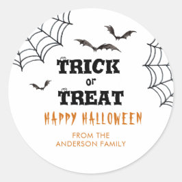 Adesivo Redondo Trick ou Treine Bats Halloween