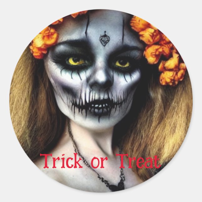 Adesivo Redondo Trick ou Treine o Halloween (Frente)