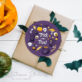 Adesivo Redondo Tricky ou Travessuras das Crianças no Halloween