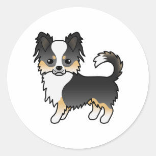Adesivo Redondo Tricolor preto Cão Casaco Chihuahua-Cachorro