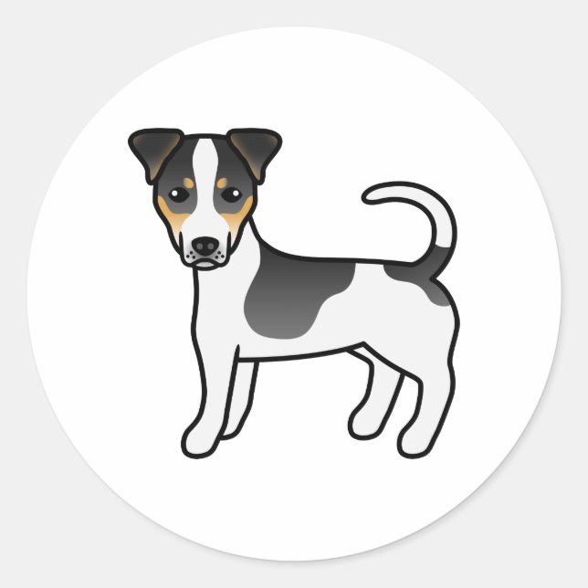 Adesivo Redondo Tricolor Smooth Casaco Jack Russell Terrier Dog (Frente)