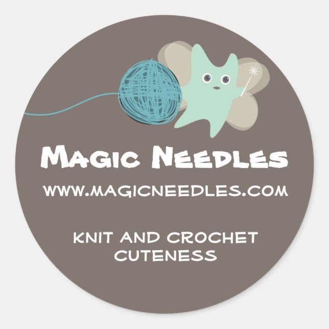 Adesivo Redondo tricotando uma bola de fio voadora de monstro giro (Frente)