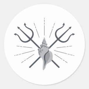 Adesivo Redondo Tridente de Poseidon