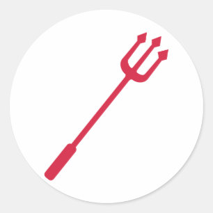 Adesivo Redondo Tridente do diabo vermelho