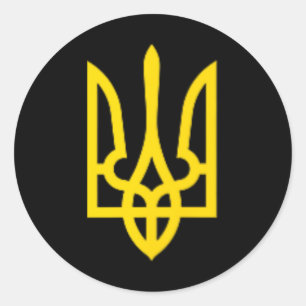 Adesivo Redondo Tridente Dourado Tridente Zelensky Ucrânia Ucrania