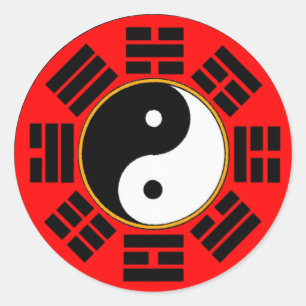 Adesivo Redondo Trigram Yin Yang de Feng Shui Bagua