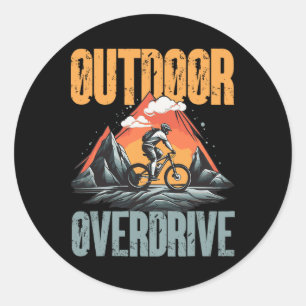 Adesivo Redondo Trilha de Ciclismo de Montanha Outdoor Overdrive