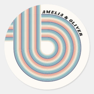 Adesivo Redondo Trilhas Coloridas do Tema Retroativo Personalizado