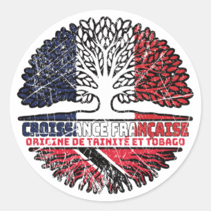Adesivo Redondo Trinidad e Tobago França, França, Árvore Bandeira