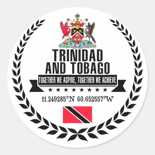Adesivo Redondo Trinidade e Tobago (Frente)