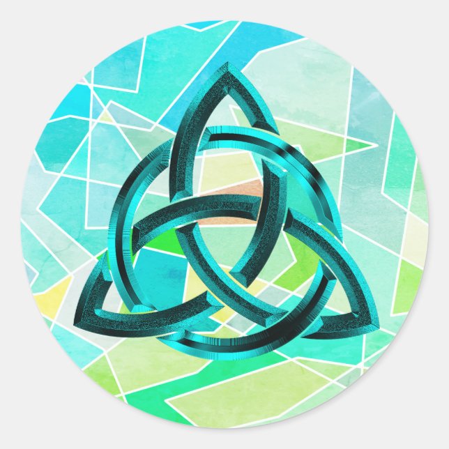 Adesivo Redondo Trinity Knot Celométrico Blue Glitter (Frente)