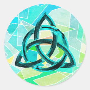 Adesivo Redondo Trinity Knot Celométrico Blue Glitter