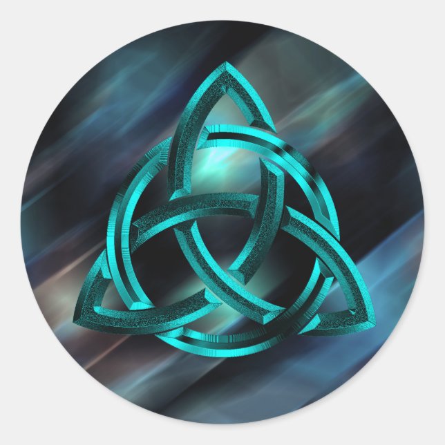 Adesivo Redondo Trinity Knot Celtic Blue Glitter (Frente)