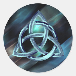 Adesivo Redondo Trinity Knot Celtic Blue Glitter