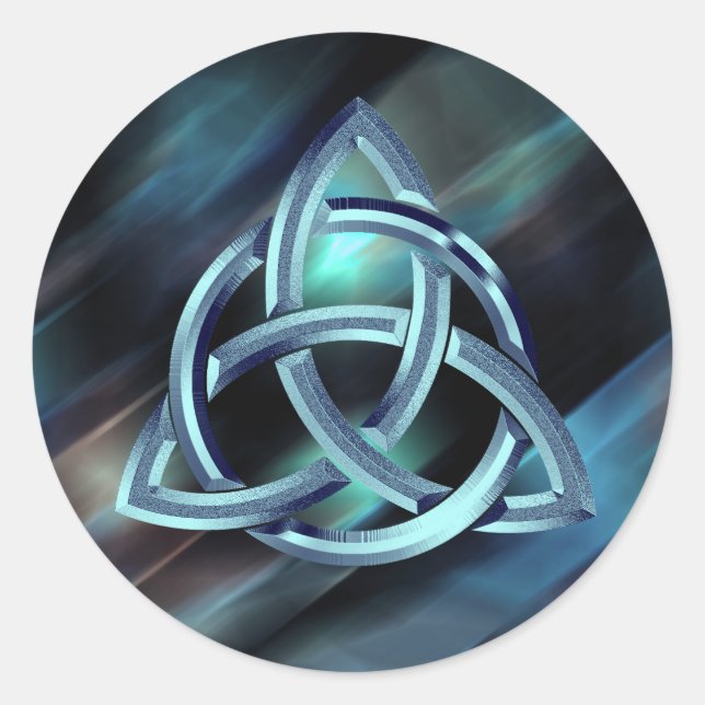 Adesivo Redondo Trinity Knot Celtic Blue Glitter (Frente)