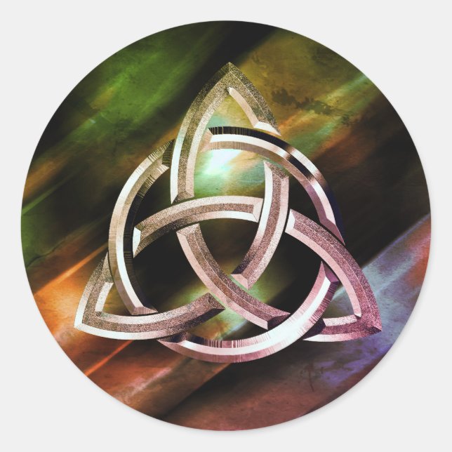 Adesivo Redondo Trinity Knot Celtic Blue Glitter Cosmic (Frente)