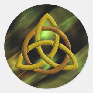 Adesivo Redondo Trinity Knot Celtic Green Metal Glitter