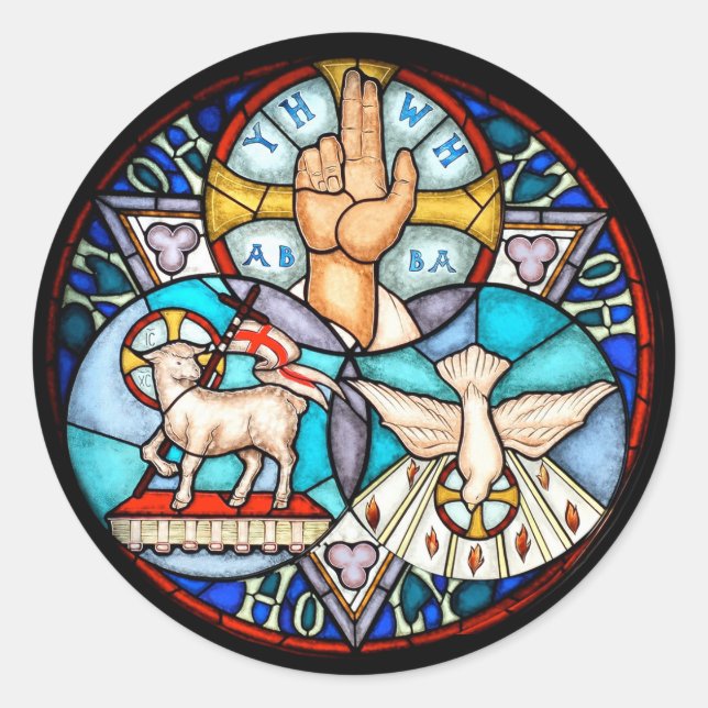 Adesivo Redondo Trinity The Padre, O Filho E O Espírito Santo Símb (Frente)