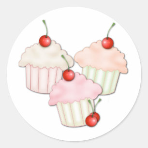 Adesivo Redondo Trio do cupcake
