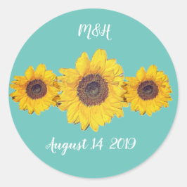 Adesivo Redondo trio personalizado de girassol - casamento de faze