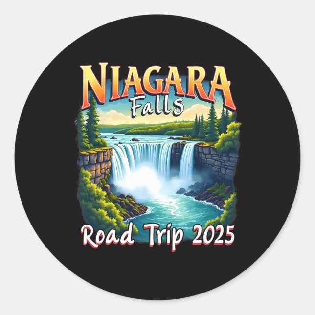 Adesivo Redondo Trip. 2025 do Niagara Falls Family Vacation Road (Frente)