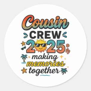 Adesivo Redondo Trip da Família Cousin Crew 2025 Summer Vacation B