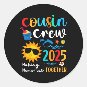 Adesivo Redondo Trip da Família Cousin Crew 2025 Summer Vacation B